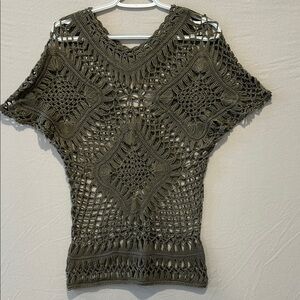 Beautiful Crochet Top in Olive Grey
